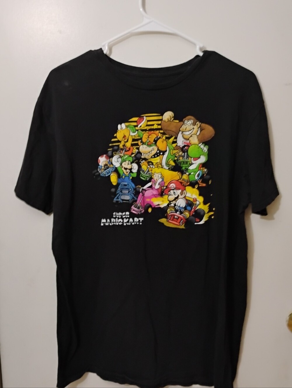 Nintendo Super Nintendo White Logo on Black Tee